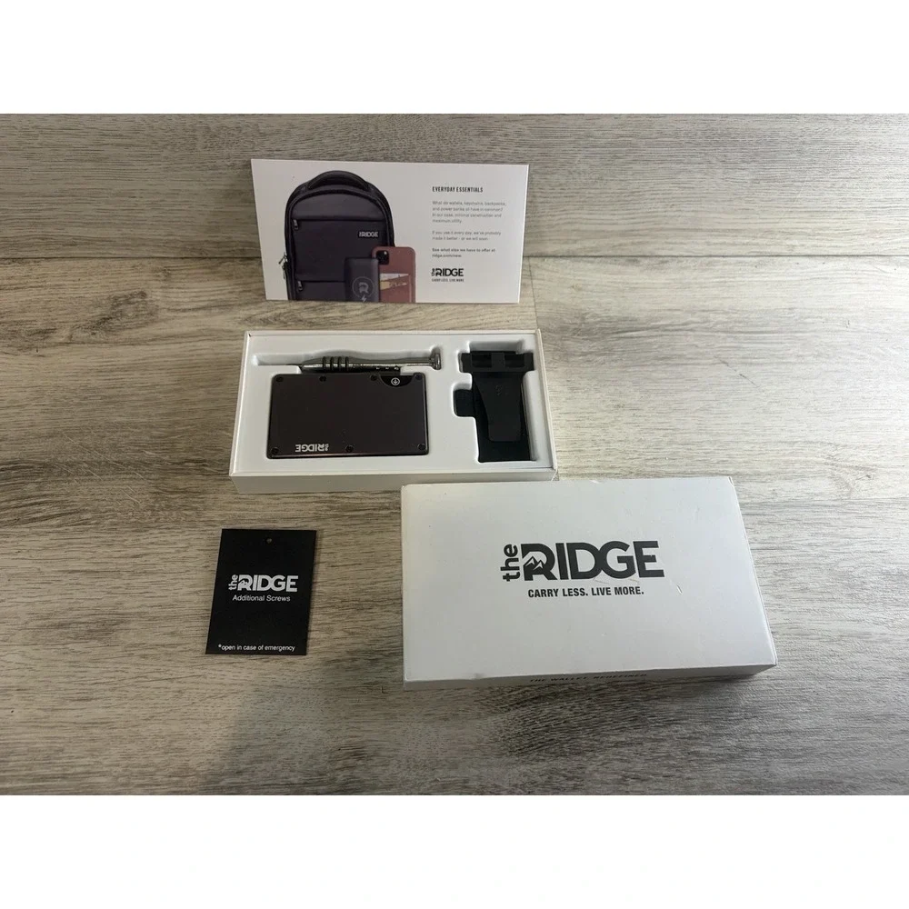 Ridge Mens Slim Metal Wallet Bundle Aluminum Gunmetal New Open Box